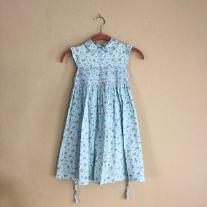Laura Ashley Smocked Floral Dress 6x Peter Pan col